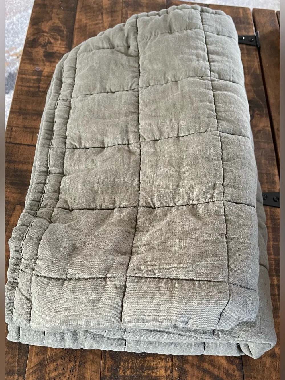 NWOT Quince European Linen Box Quilted Sham Set, King (Olive)